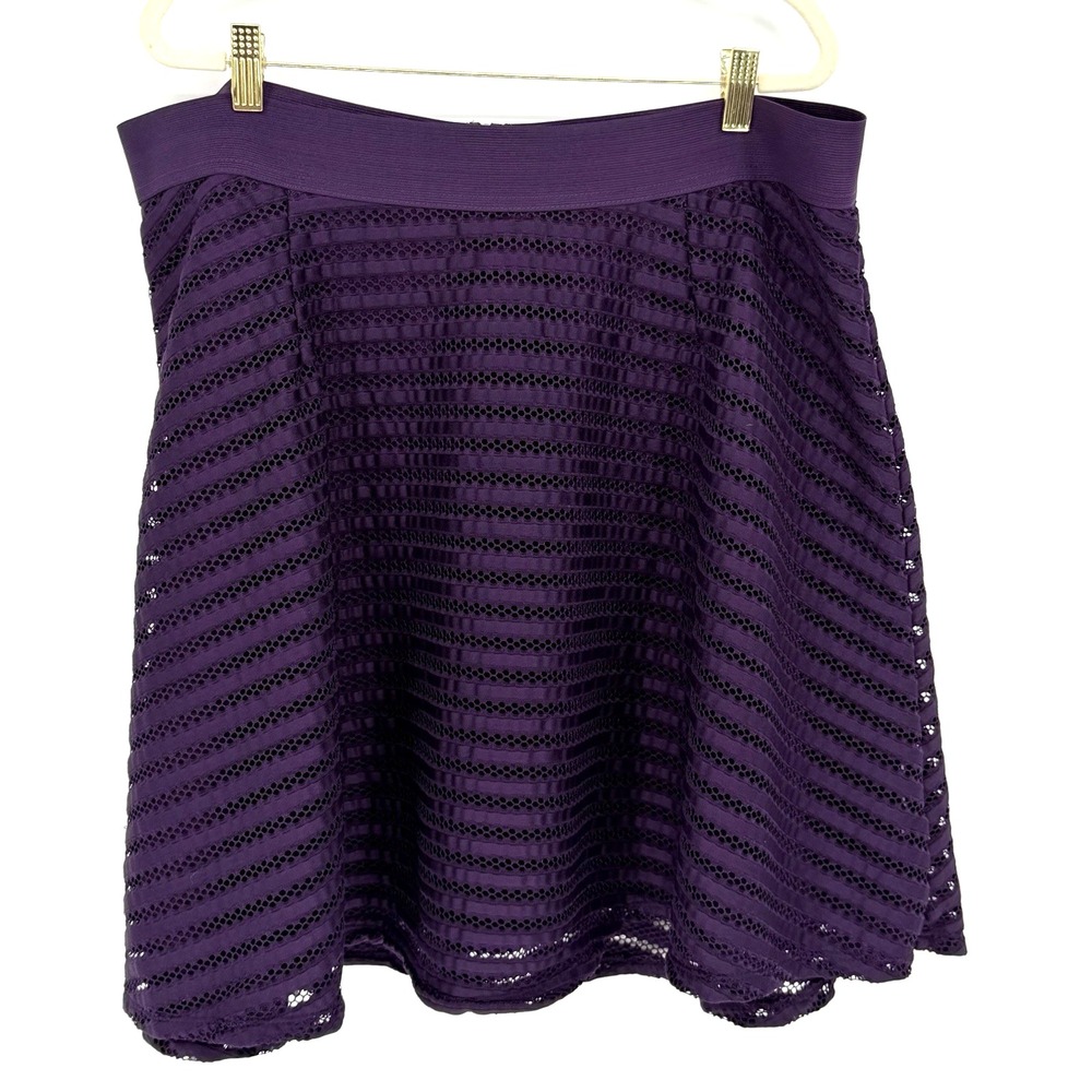 Torrid Purple Stipe Mesh Skater Skirt Dark Romantic Goth Witchy Fairycore 2XL